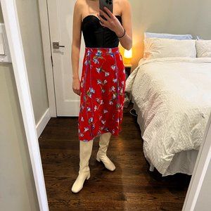 Rag & Bone red floral wrap skirt in crepe de chine